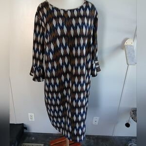 Peach Velvet New York Bell Sleeve geometric dress XL 1X